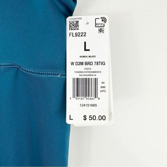 Adidas Peacock Blue Training Tights w/Logo on Leg Sz L - Picture 11 of 15